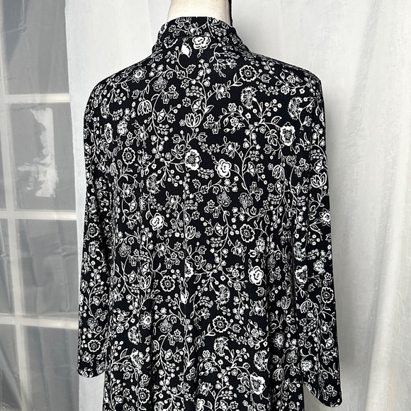 Harlow & Rose Floral Paisley Black & White Collared Flowy Maxi Dress Teacher - Picture 12 of 17